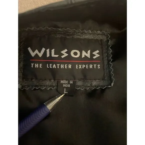Wilsons The Leather Experts Sleeveless Vest Full Zip L Black Moto - Picture 8 of 11